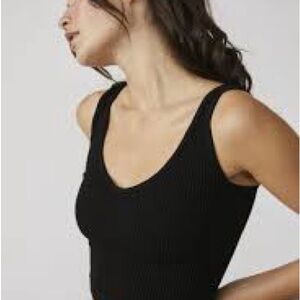 NWT M/L free people black solid rib knit crop tank